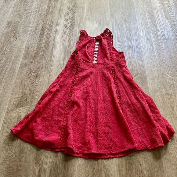 Free People Pink Rose Women's Size 0 Wherever You Go Crocheted Mini Dress Pocket - Picture 8 of 10